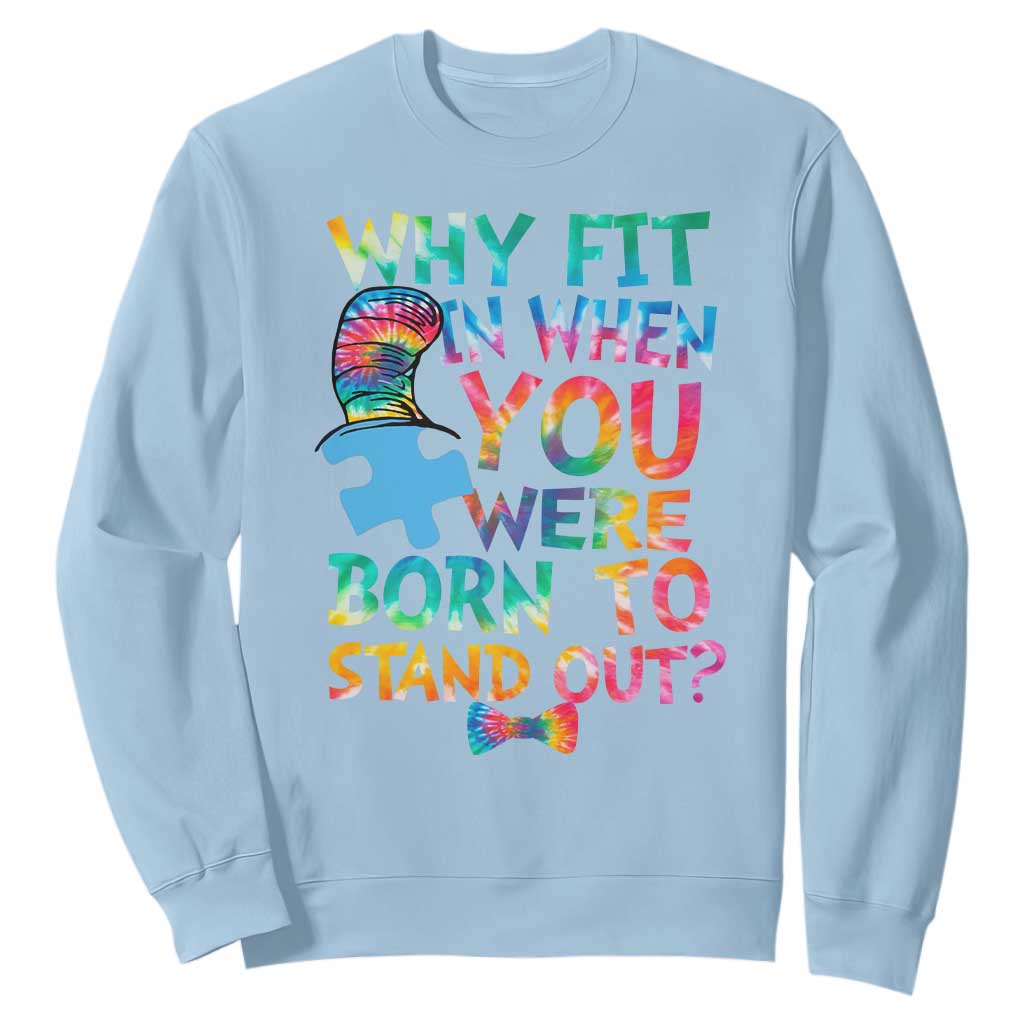 Funny Autism Support Sweatshirt Why Fit In When You Were Born To Stand Out Puzzle
