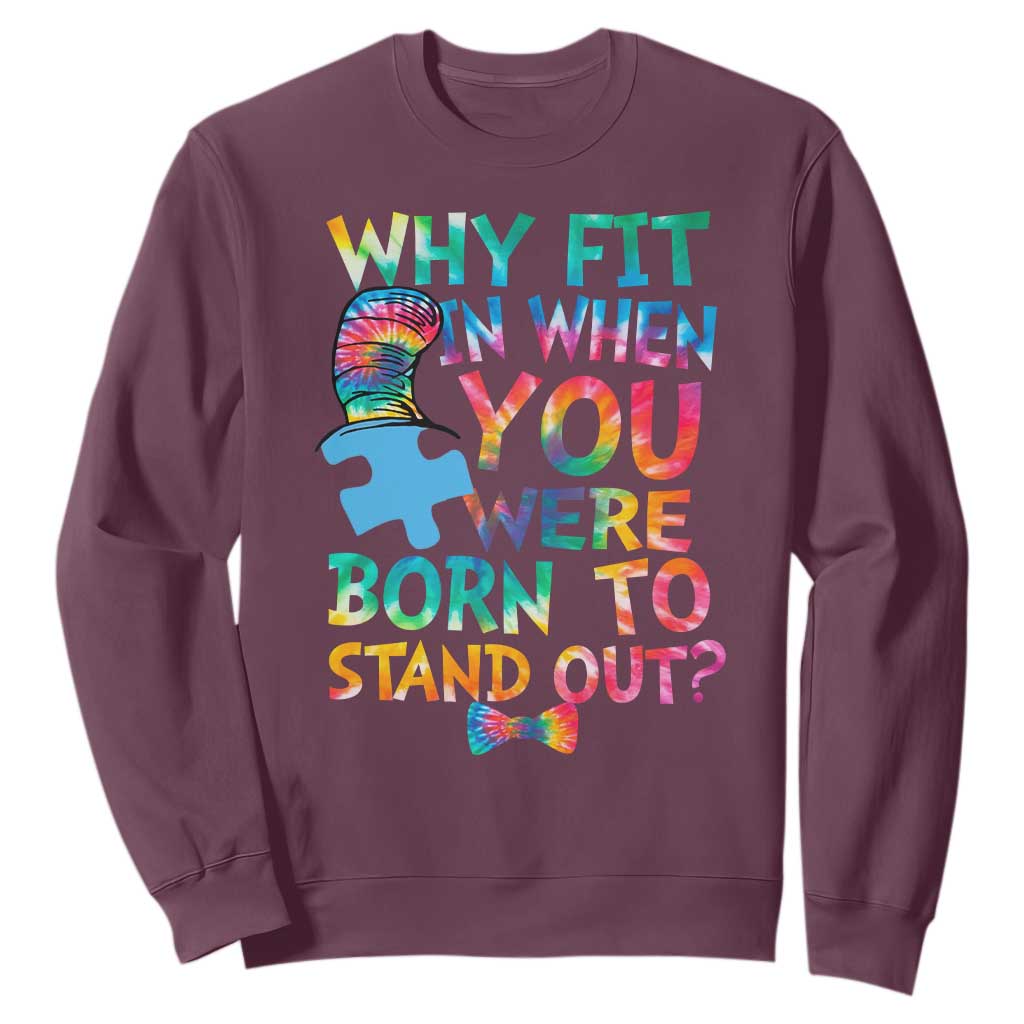 Funny Autism Support Sweatshirt Why Fit In When You Were Born To Stand Out Puzzle