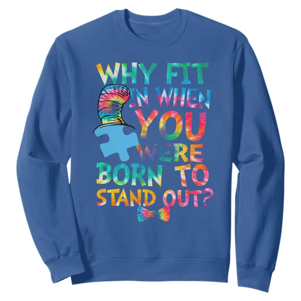 Funny Autism Support Sweatshirt Why Fit In When You Were Born To Stand Out Puzzle