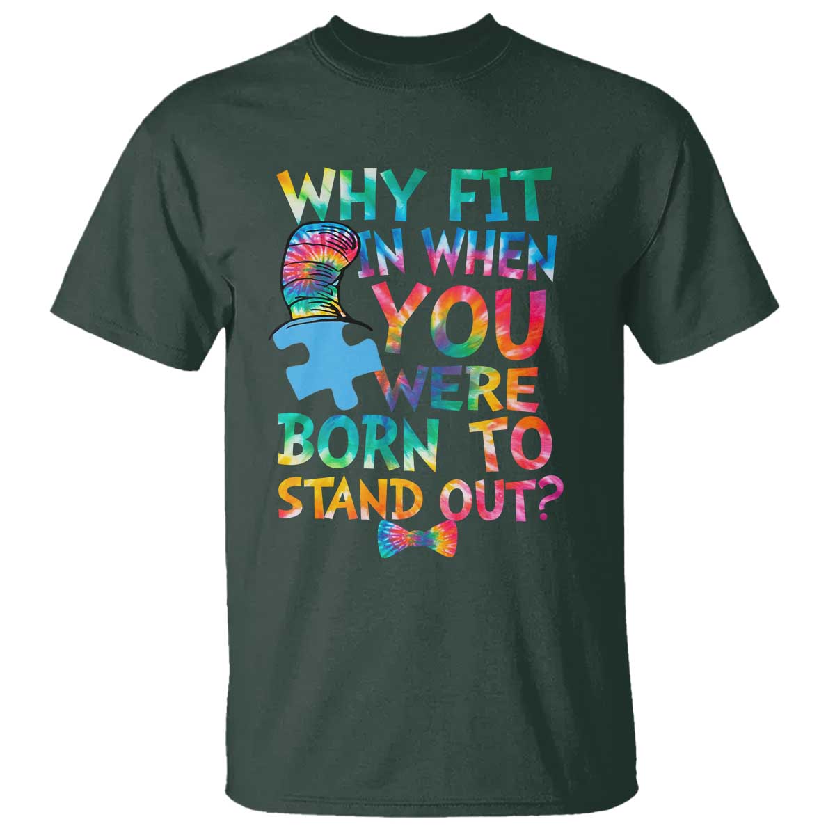 Funny Autism Support T Shirt Why Fit In When You Were Born To Stand Out Puzzle