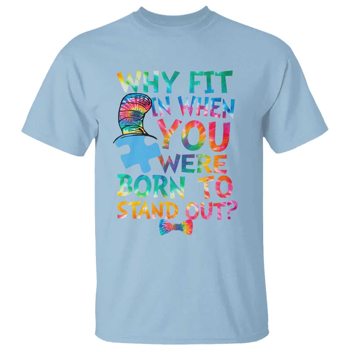 Funny Autism Support T Shirt Why Fit In When You Were Born To Stand Out Puzzle