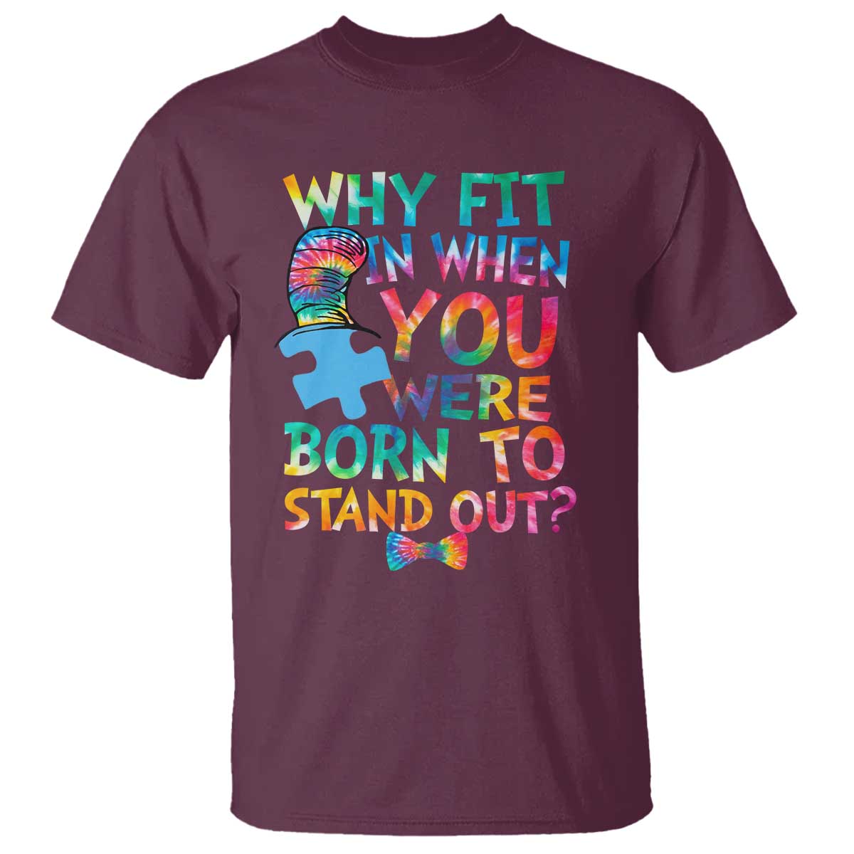 Funny Autism Support T Shirt Why Fit In When You Were Born To Stand Out Puzzle