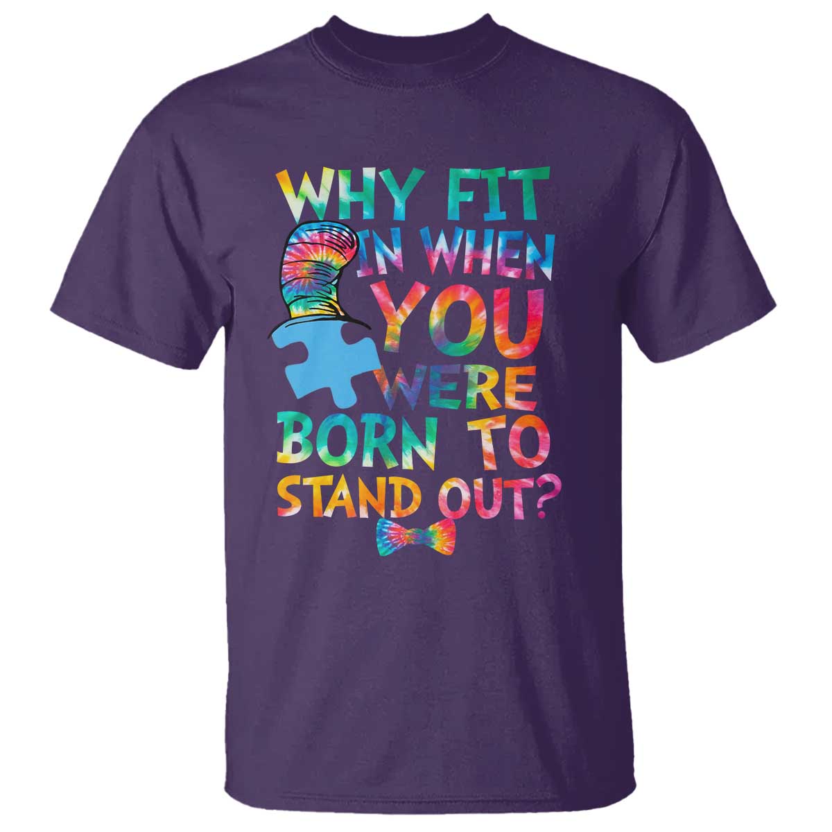 Funny Autism Support T Shirt Why Fit In When You Were Born To Stand Out Puzzle