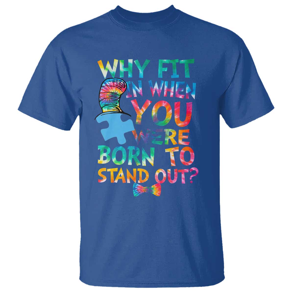 Funny Autism Support T Shirt Why Fit In When You Were Born To Stand Out Puzzle