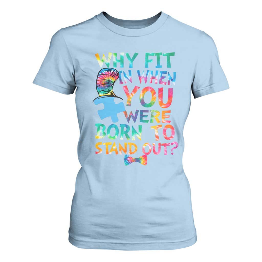 Funny Autism Support T Shirt For Women Why Fit In When You Were Born To Stand Out Puzzle
