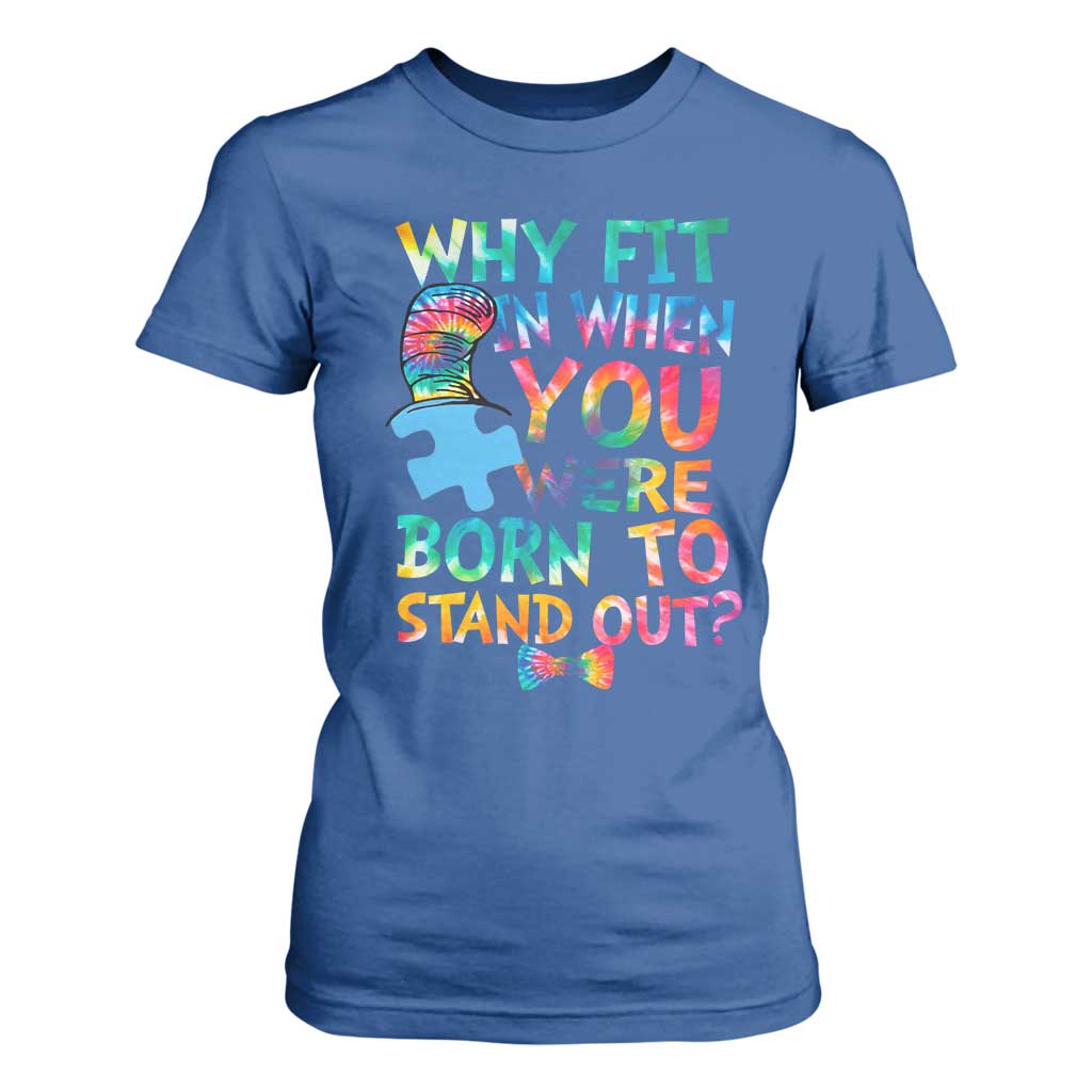 Funny Autism Support T Shirt For Women Why Fit In When You Were Born To Stand Out Puzzle