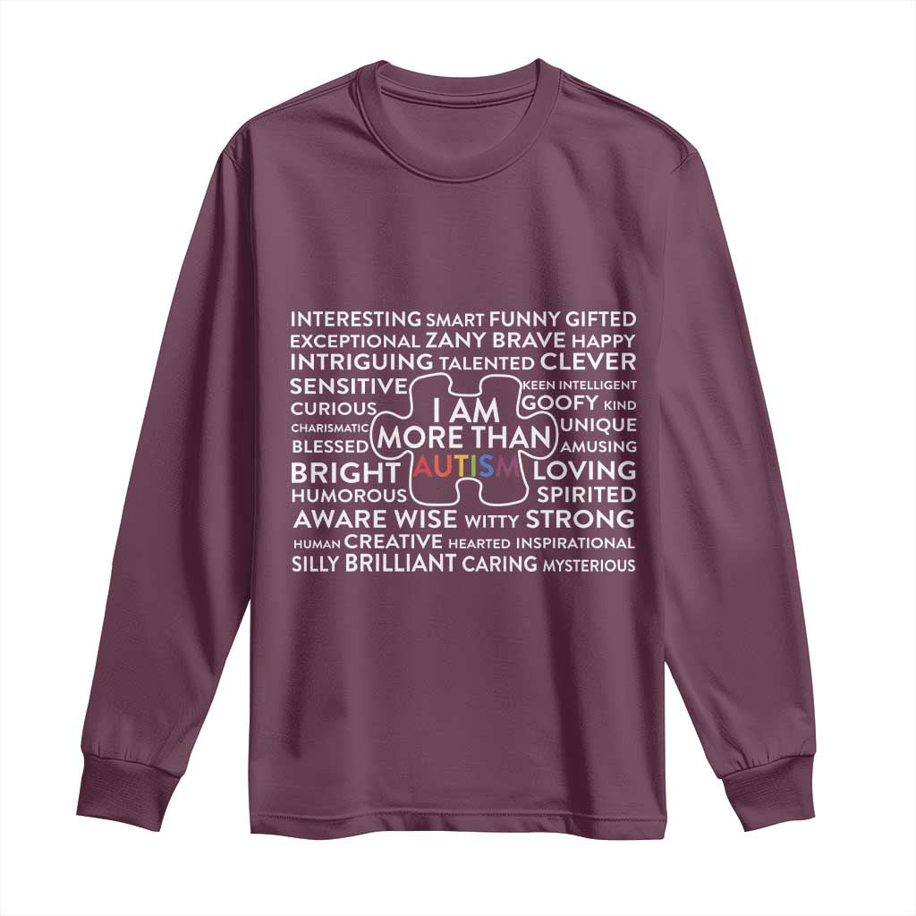 Autism Support Long Sleeve Shirt I Am More Than Autism Puzzle Piece