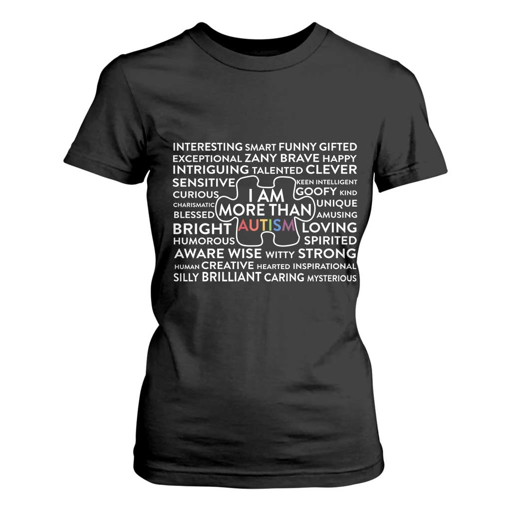 Autism Support T Shirt For Women I Am More Than Autism Puzzle Piece