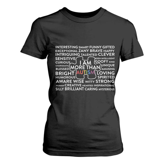 Autism Support T Shirt For Women I Am More Than Autism Puzzle Piece