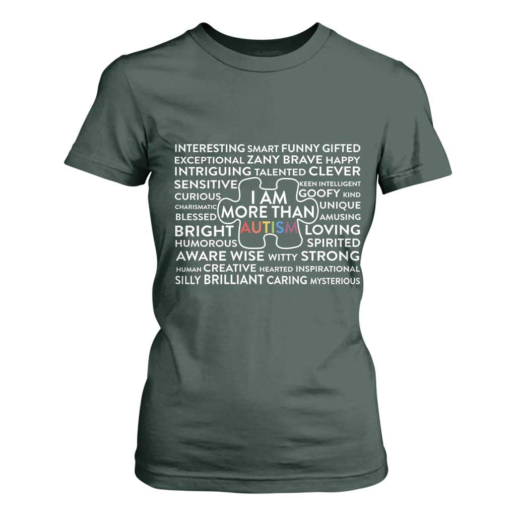 Autism Support T Shirt For Women I Am More Than Autism Puzzle Piece