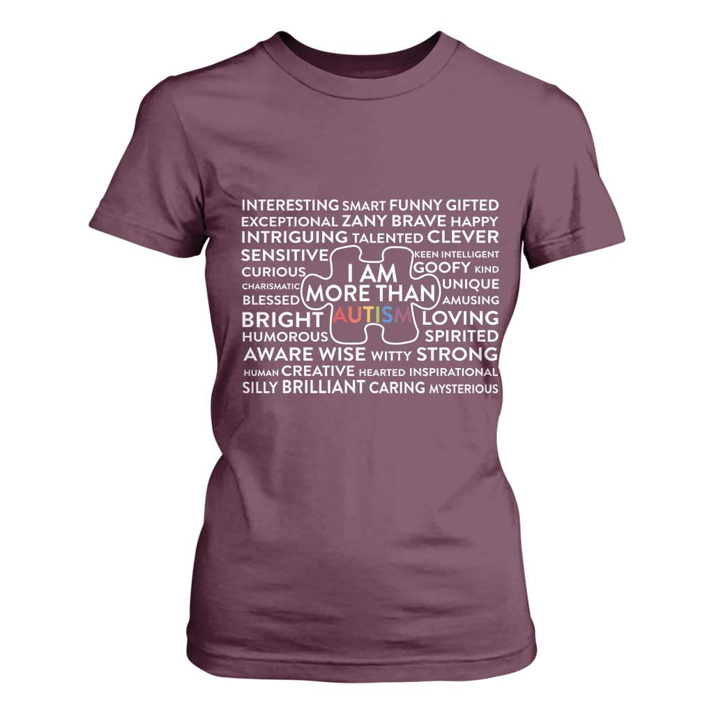 Autism Support T Shirt For Women I Am More Than Autism Puzzle Piece