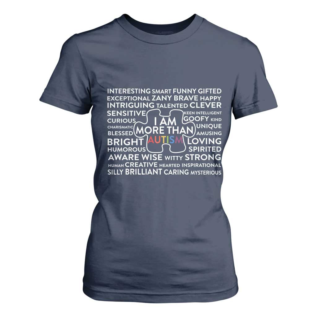 Autism Support T Shirt For Women I Am More Than Autism Puzzle Piece