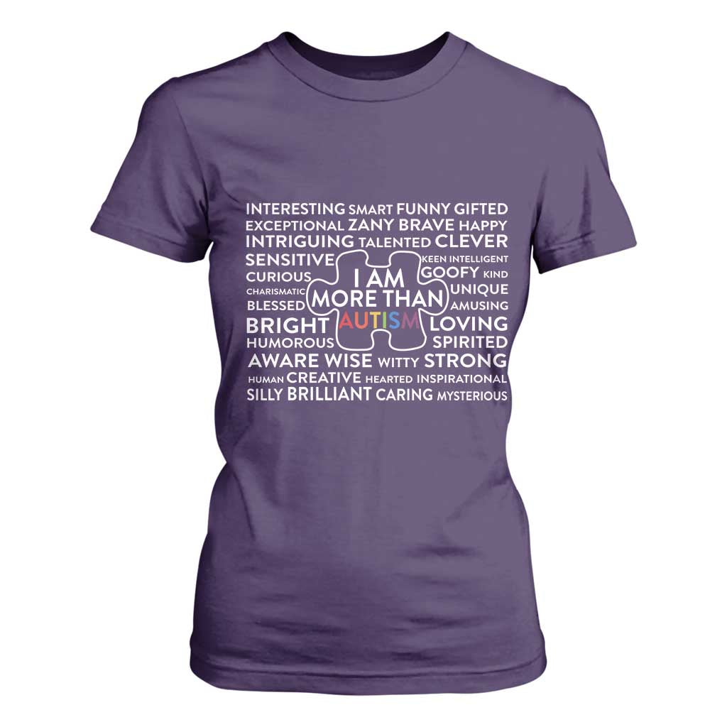 Autism Support T Shirt For Women I Am More Than Autism Puzzle Piece