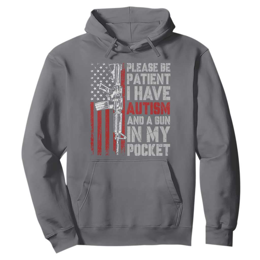Funny Autism Support Hoodie Please Be Patient I Have Autism & Vintage American Flag