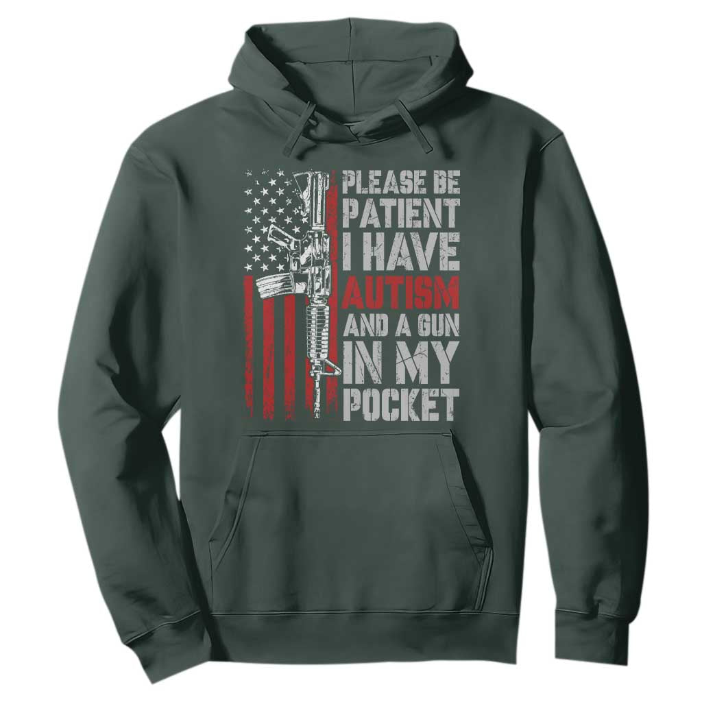 Funny Autism Support Hoodie Please Be Patient I Have Autism & Vintage American Flag