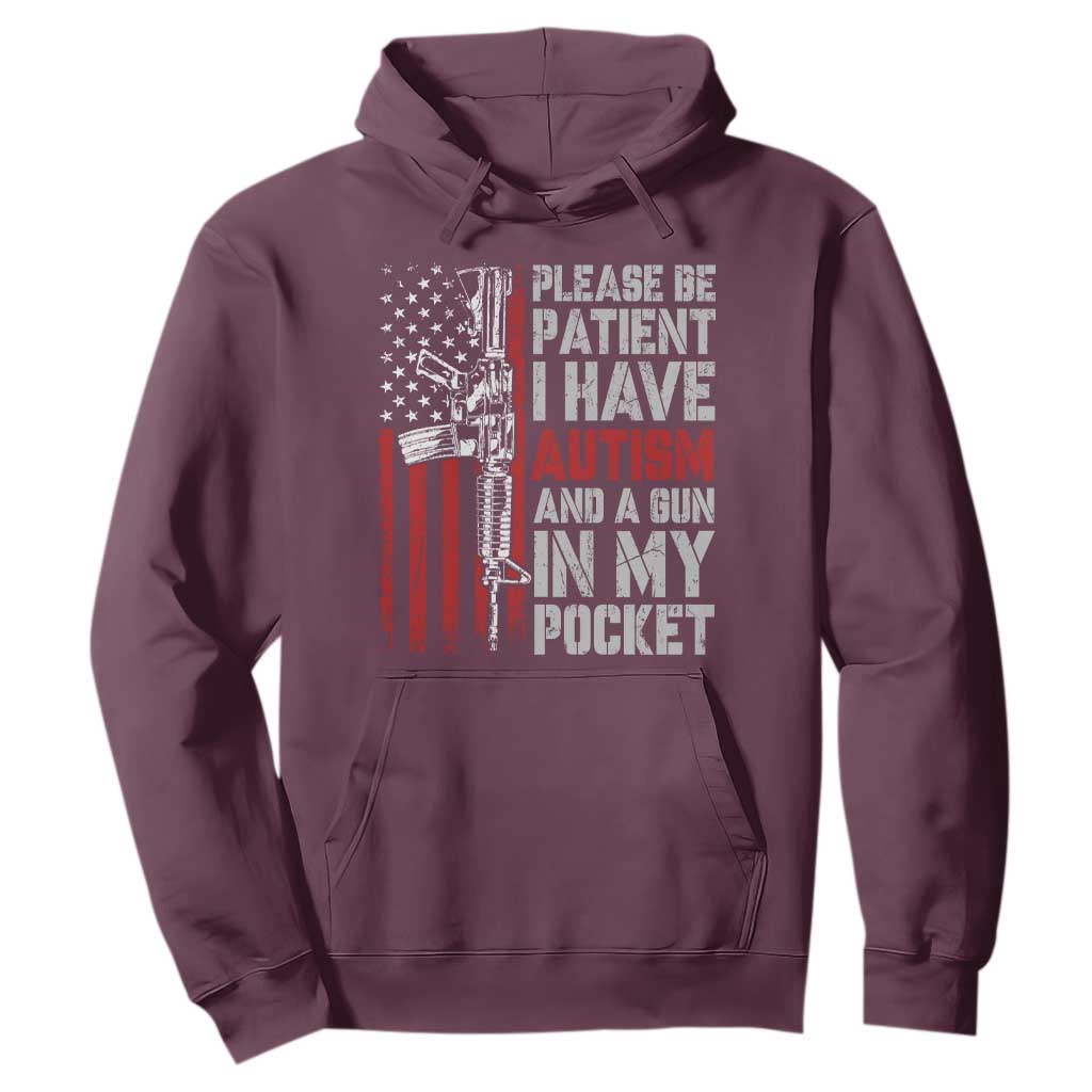 Funny Autism Support Hoodie Please Be Patient I Have Autism & Vintage American Flag