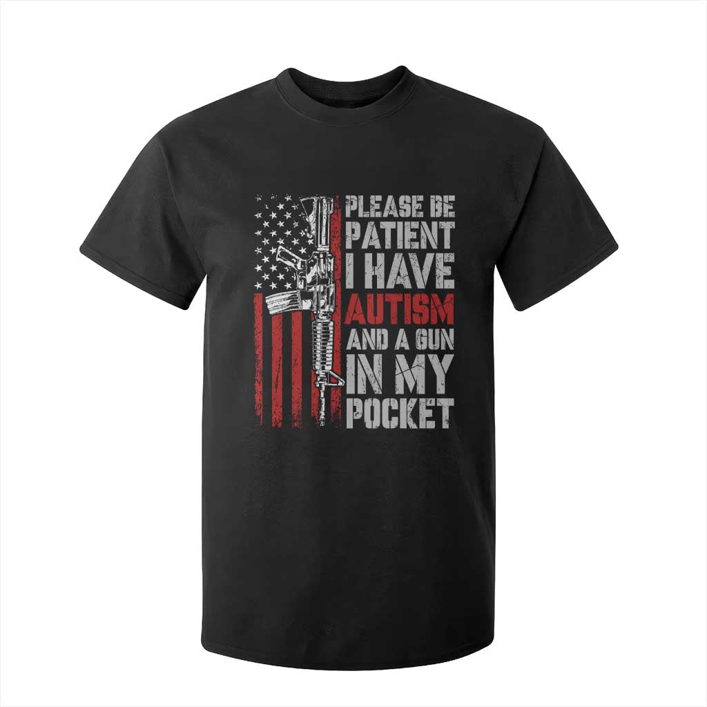 Funny Autism Support T Shirt For Kid Please Be Patient I Have Autism & Vintage American Flag