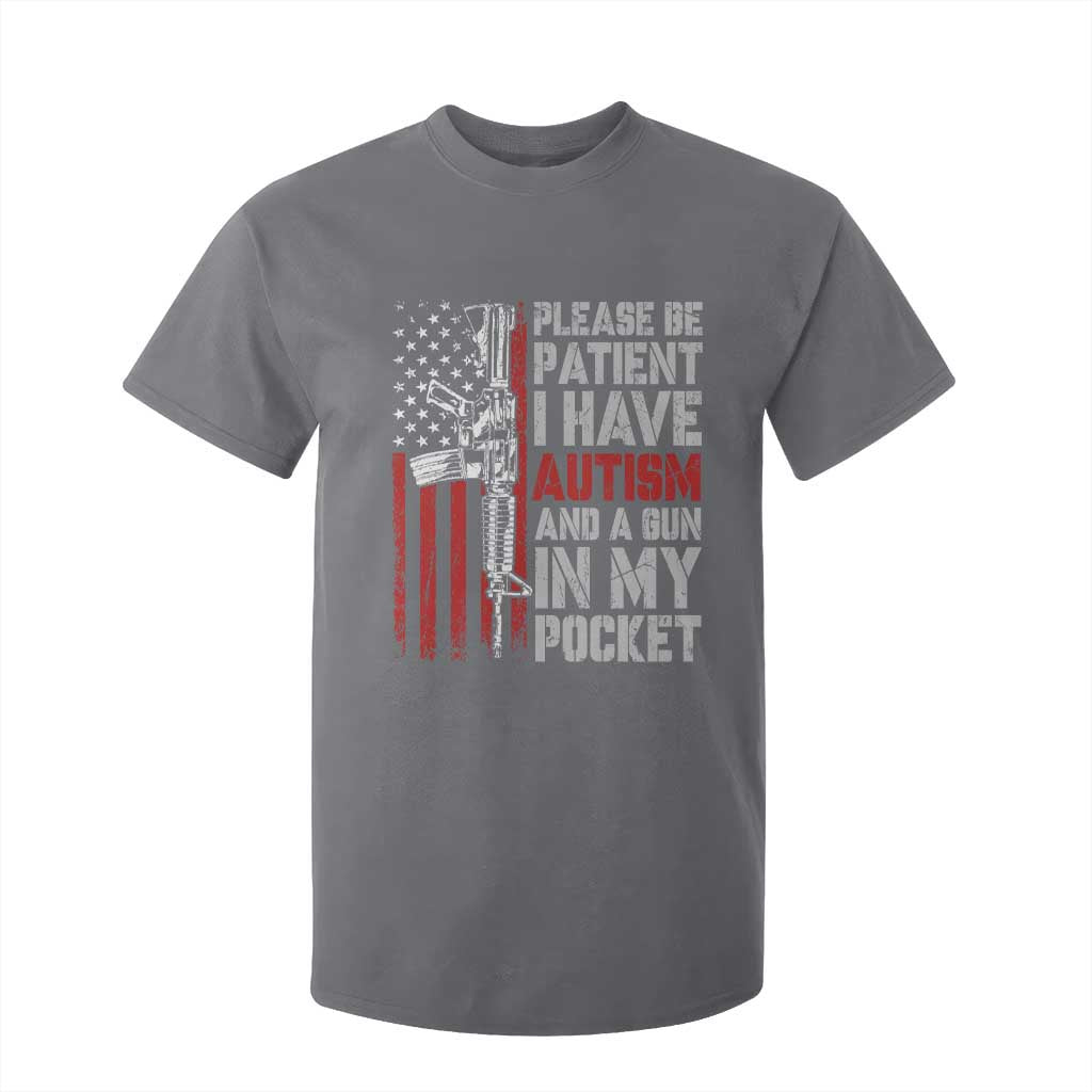 Funny Autism Support T Shirt For Kid Please Be Patient I Have Autism & Vintage American Flag
