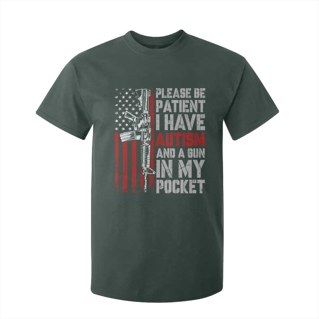 Funny Autism Support T Shirt For Kid Please Be Patient I Have Autism & Vintage American Flag