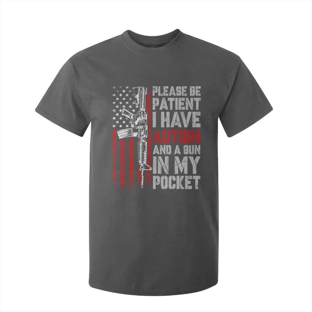 Funny Autism Support T Shirt For Kid Please Be Patient I Have Autism & Vintage American Flag