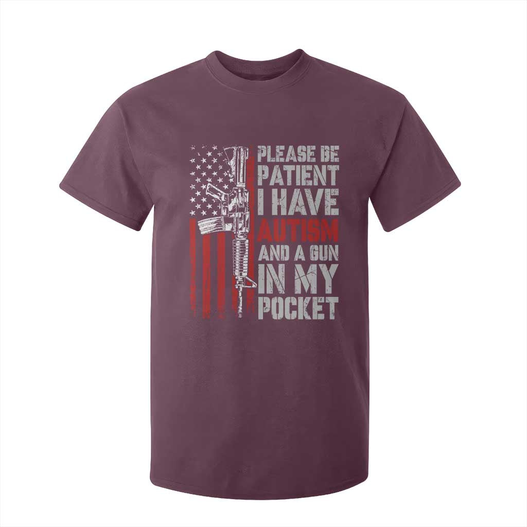 Funny Autism Support T Shirt For Kid Please Be Patient I Have Autism & Vintage American Flag