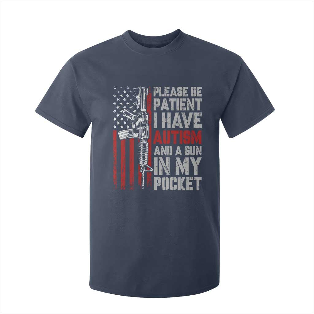 Funny Autism Support T Shirt For Kid Please Be Patient I Have Autism & Vintage American Flag