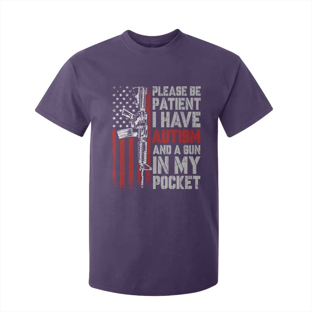 Funny Autism Support T Shirt For Kid Please Be Patient I Have Autism & Vintage American Flag