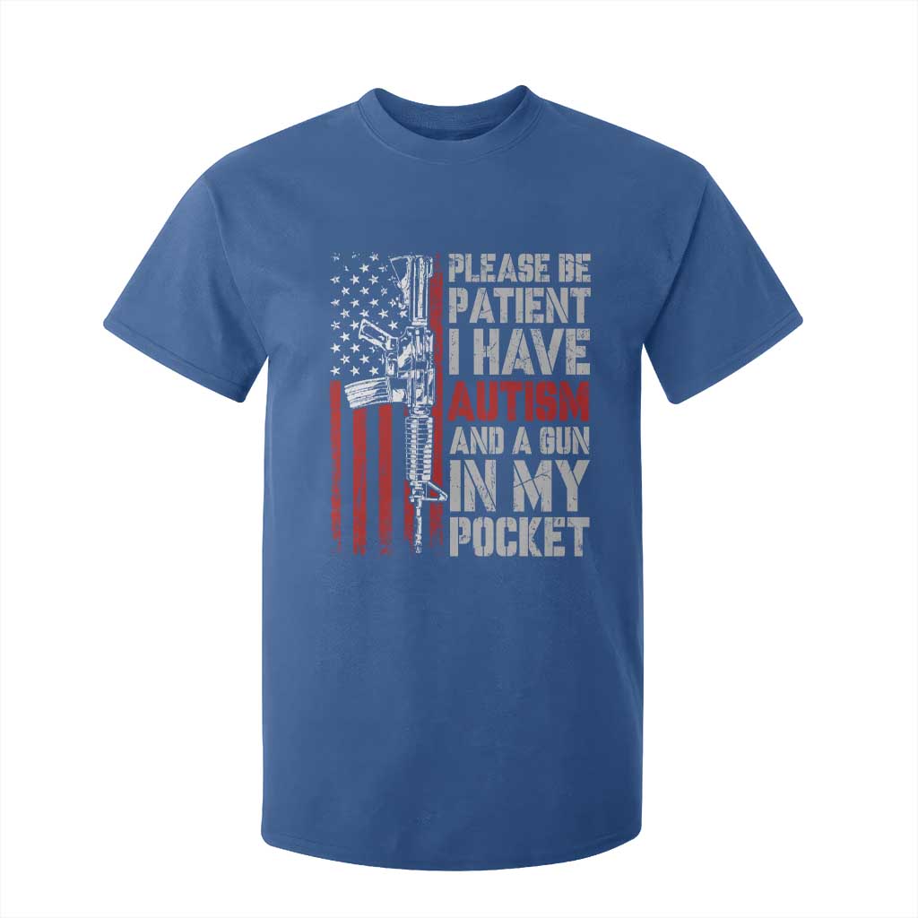 Funny Autism Support T Shirt For Kid Please Be Patient I Have Autism & Vintage American Flag