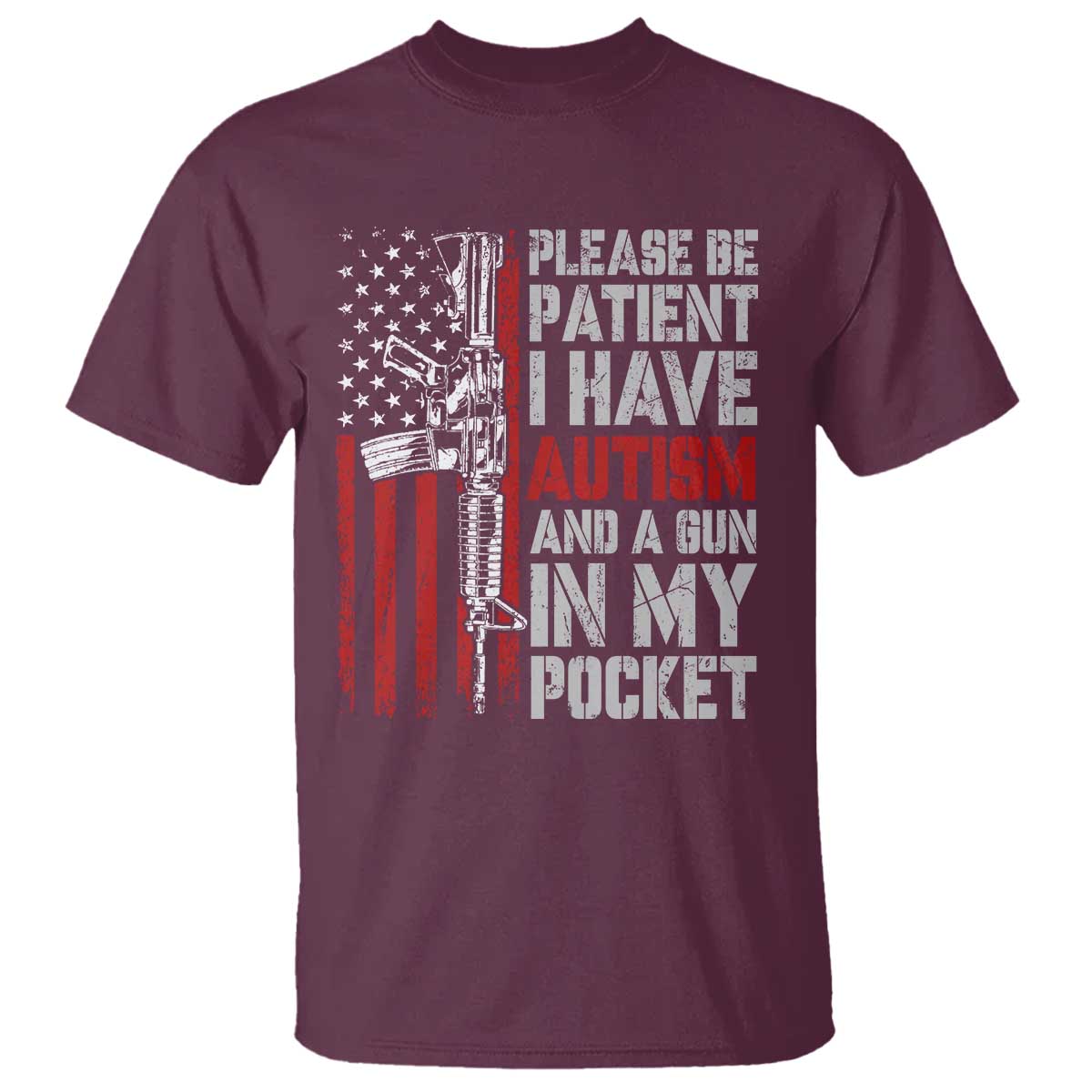 Funny Autism Support T Shirt Please Be Patient I Have Autism & Vintage American Flag