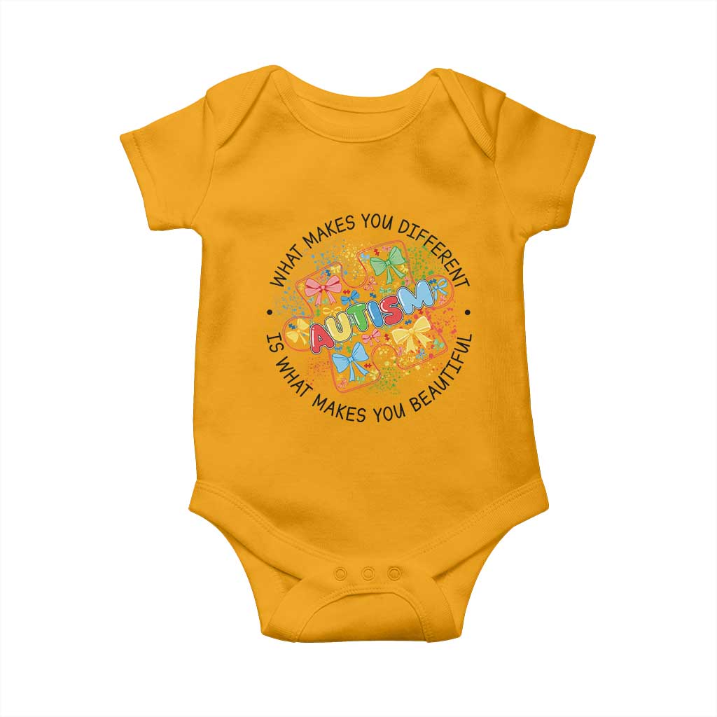 Funny Autism Support What Makes You Different Is What Makes You Beautiful Baby Onesie Coquette Puzzle