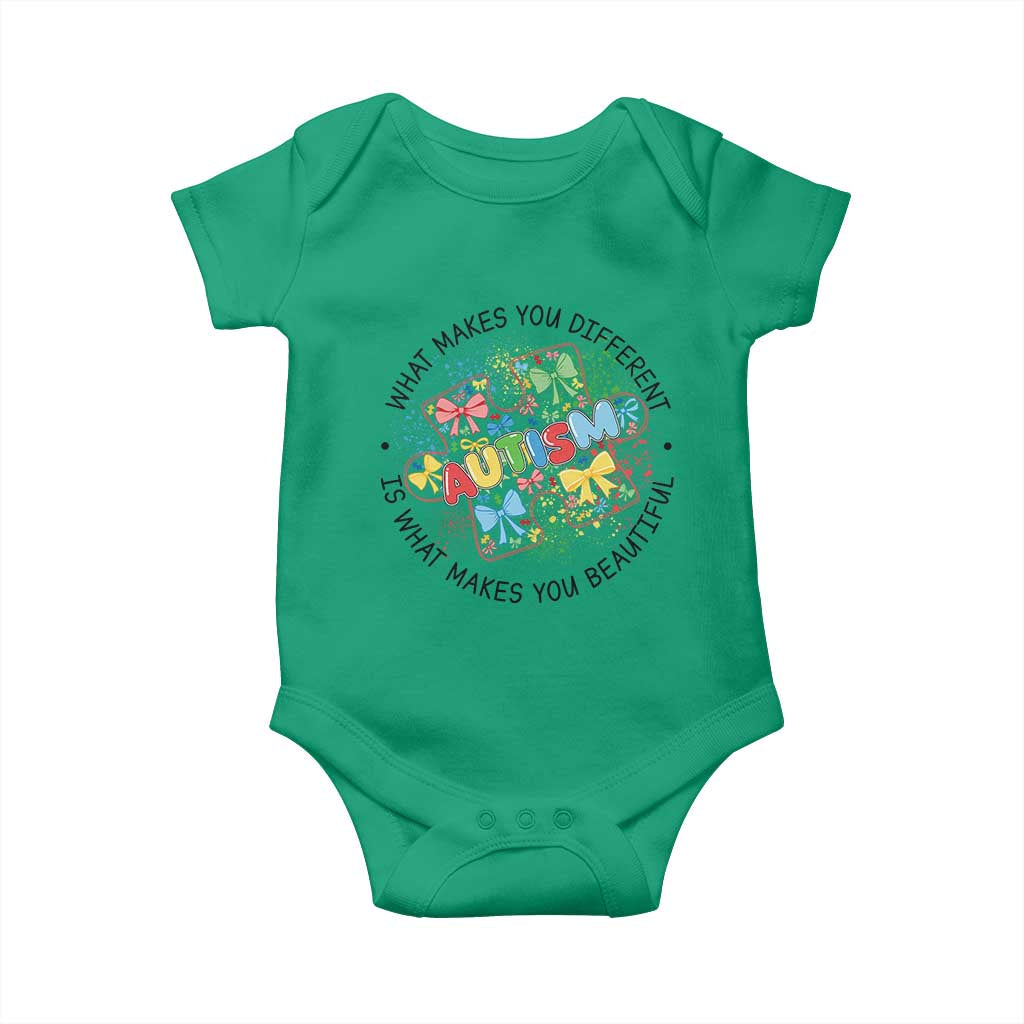 Funny Autism Support What Makes You Different Is What Makes You Beautiful Baby Onesie Coquette Puzzle