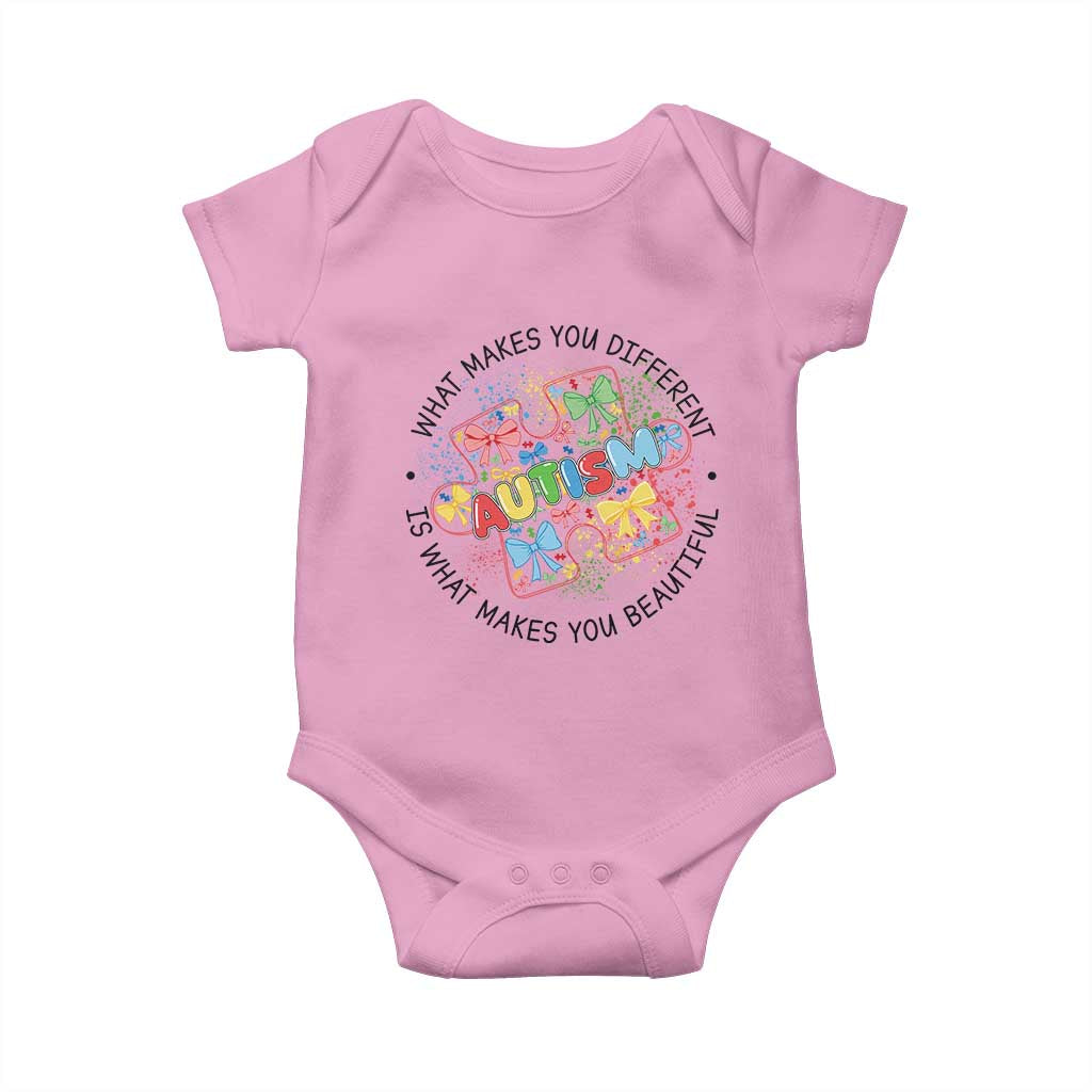 Funny Autism Support What Makes You Different Is What Makes You Beautiful Baby Onesie Coquette Puzzle