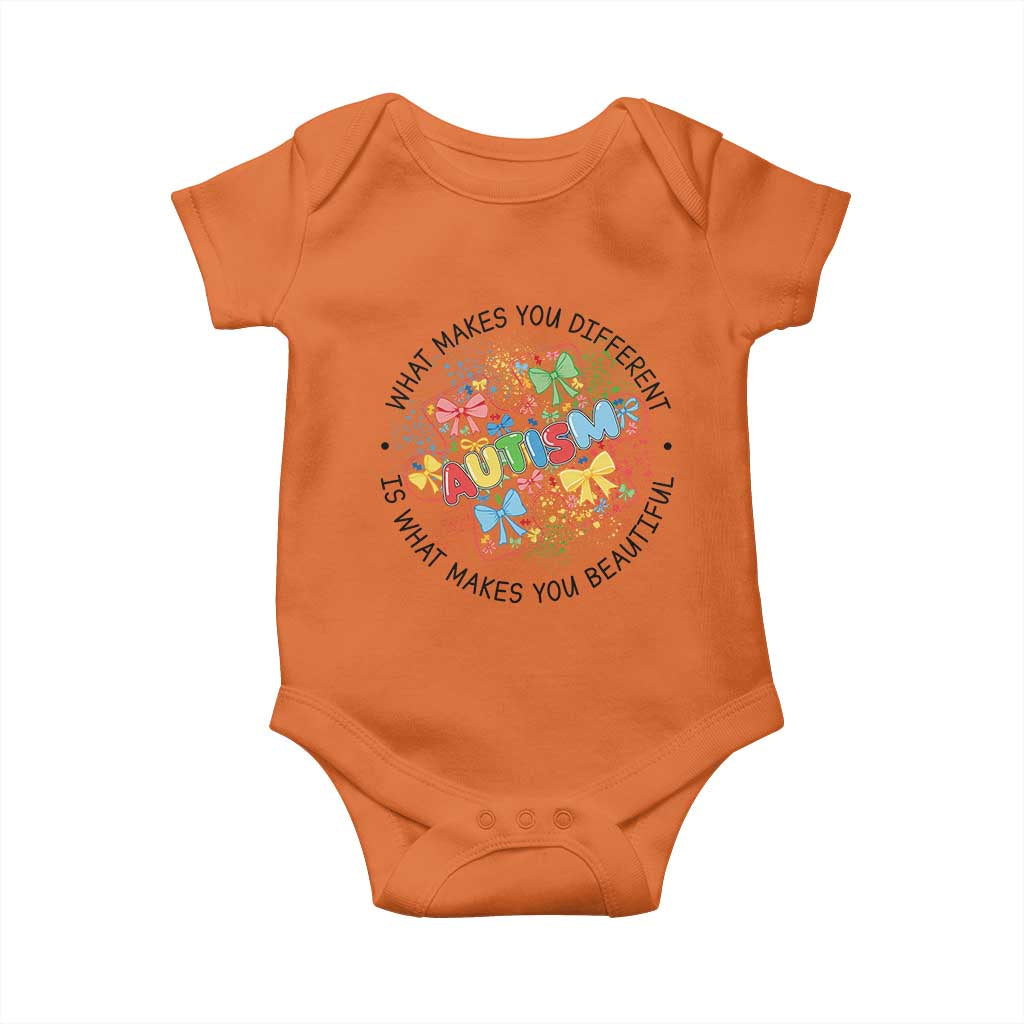 Funny Autism Support What Makes You Different Is What Makes You Beautiful Baby Onesie Coquette Puzzle