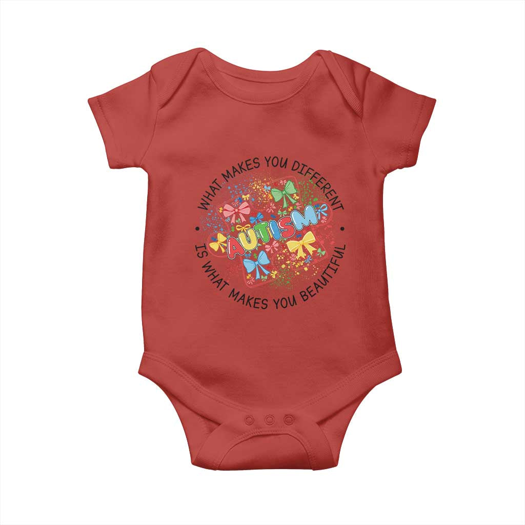 Funny Autism Support What Makes You Different Is What Makes You Beautiful Baby Onesie Coquette Puzzle