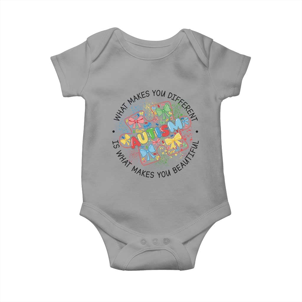 Funny Autism Support What Makes You Different Is What Makes You Beautiful Baby Onesie Coquette Puzzle