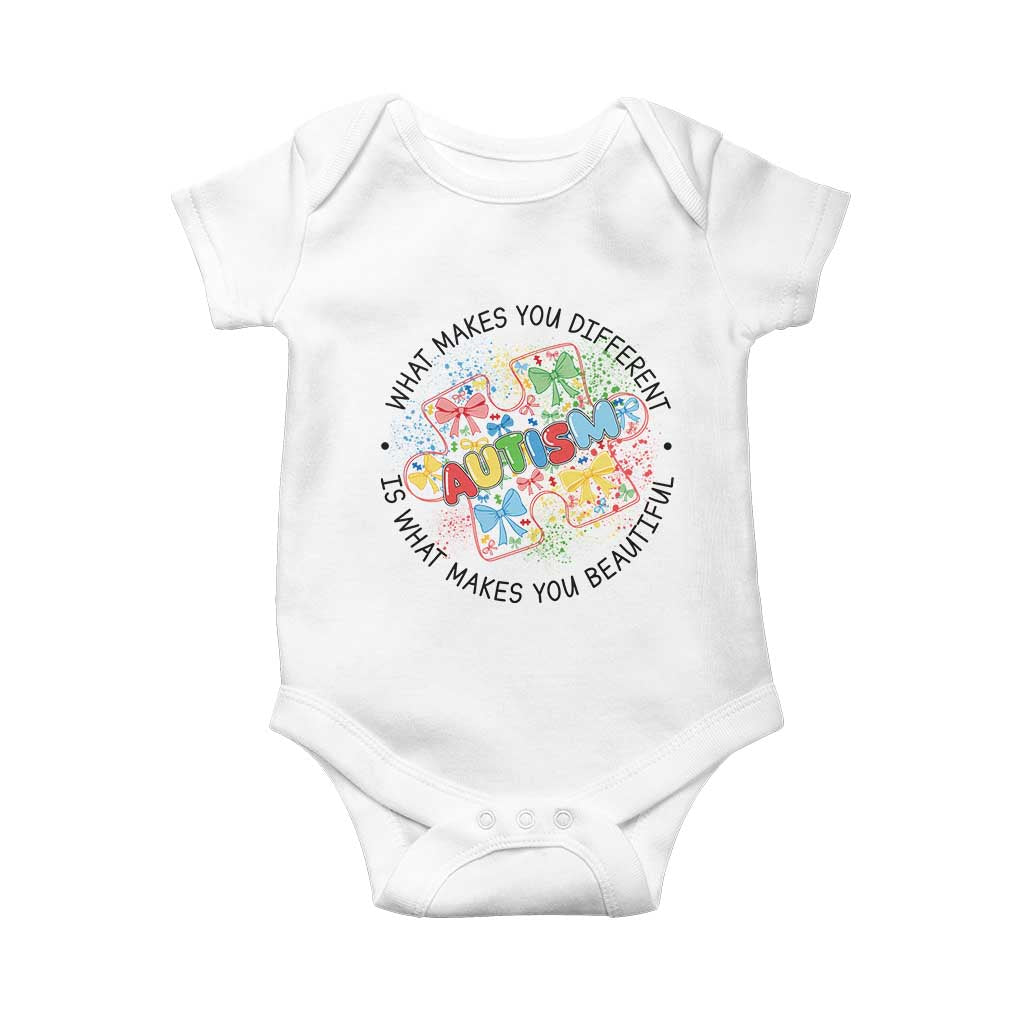 Funny Autism Support What Makes You Different Is What Makes You Beautiful Baby Onesie Coquette Puzzle