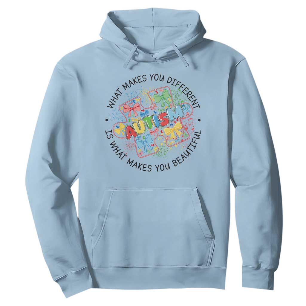 Funny Autism Support What Makes You Different Is What Makes You Beautiful Hoodie Coquette Puzzle