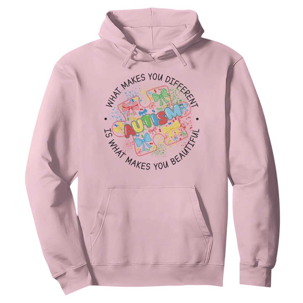 Funny Autism Support What Makes You Different Is What Makes You Beautiful Hoodie Coquette Puzzle