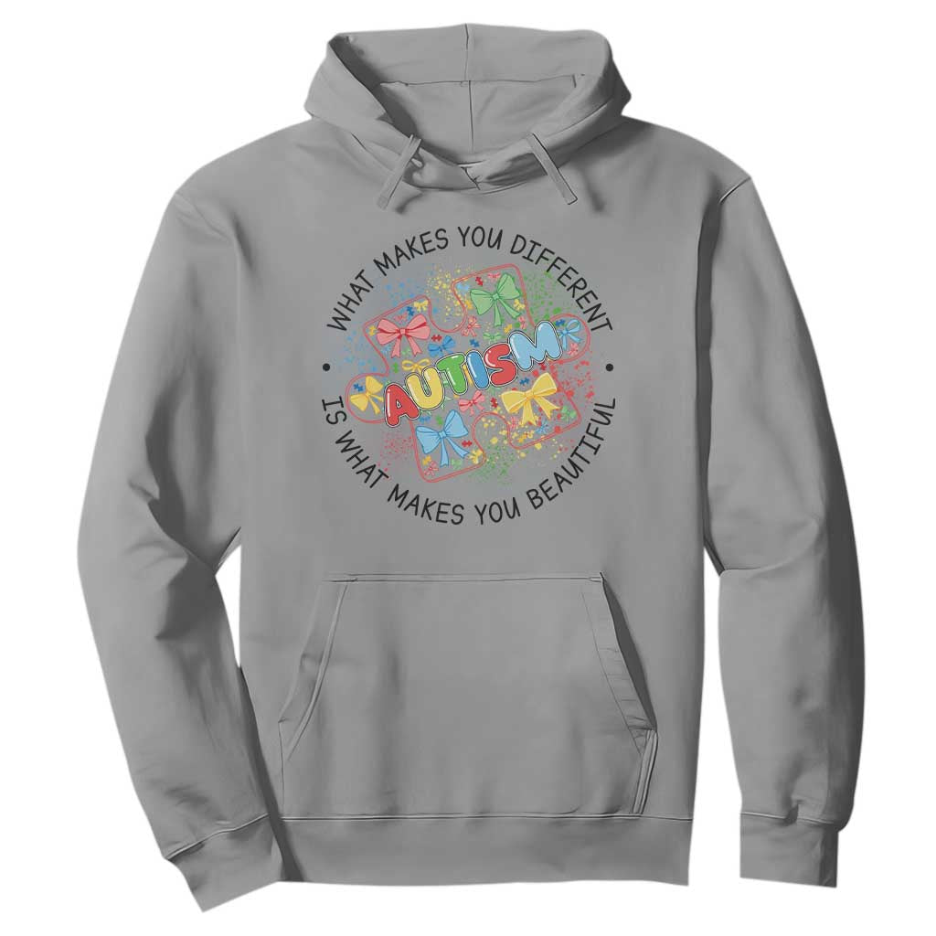 Funny Autism Support What Makes You Different Is What Makes You Beautiful Hoodie Coquette Puzzle