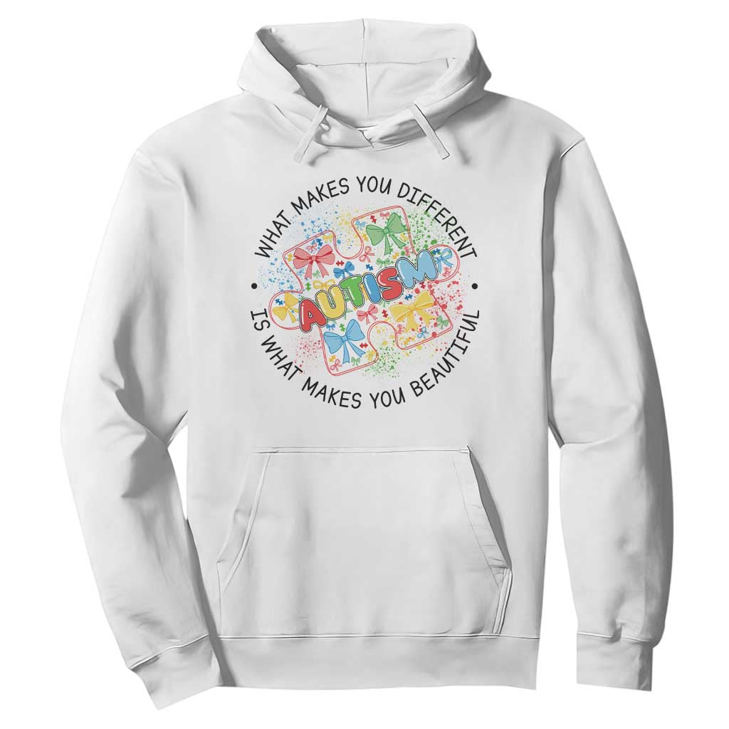 Funny Autism Support What Makes You Different Is What Makes You Beautiful Hoodie Coquette Puzzle