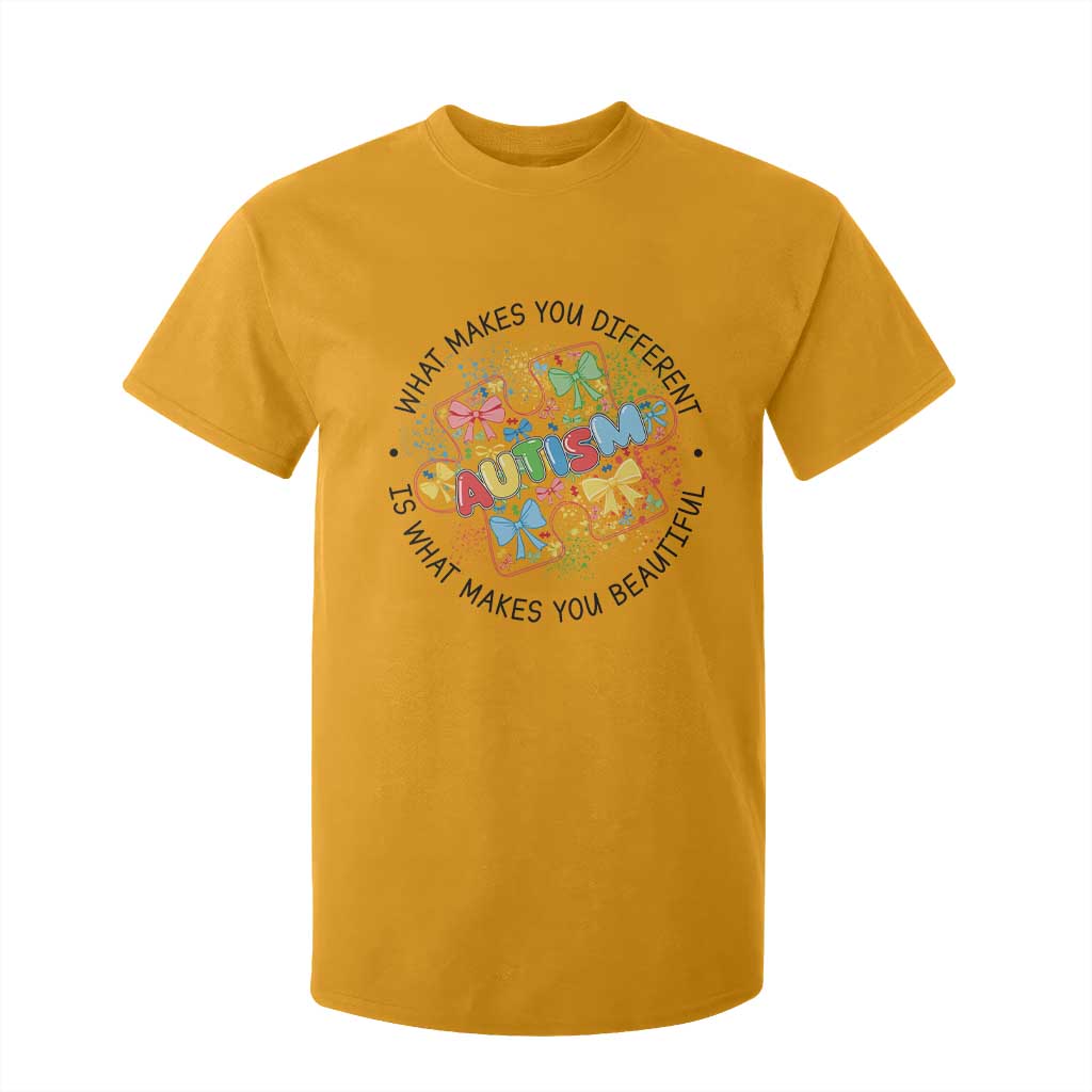 Funny Autism Support What Makes You Different Is What Makes You Beautiful T Shirt For Kid Coquette Puzzle