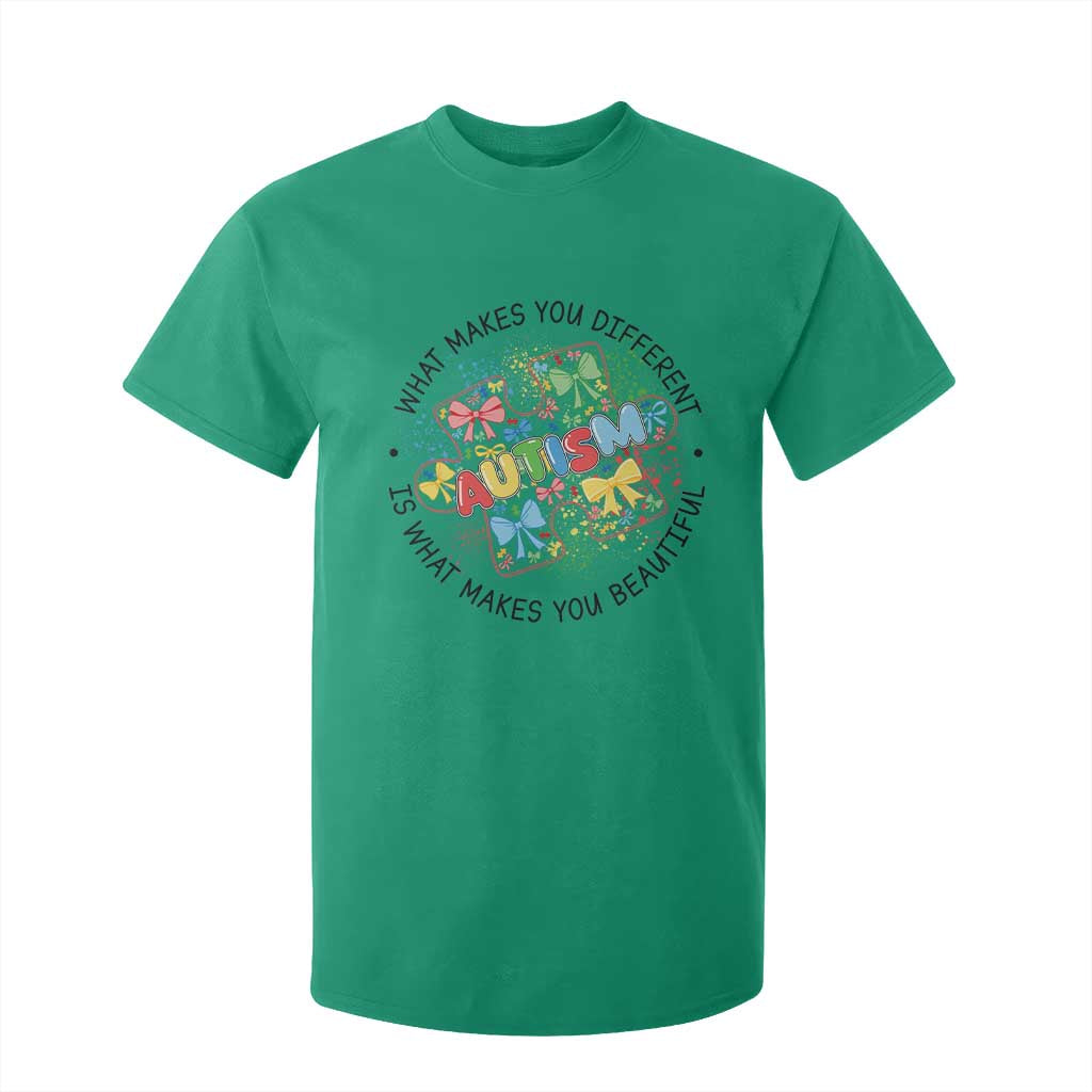 Funny Autism Support What Makes You Different Is What Makes You Beautiful T Shirt For Kid Coquette Puzzle