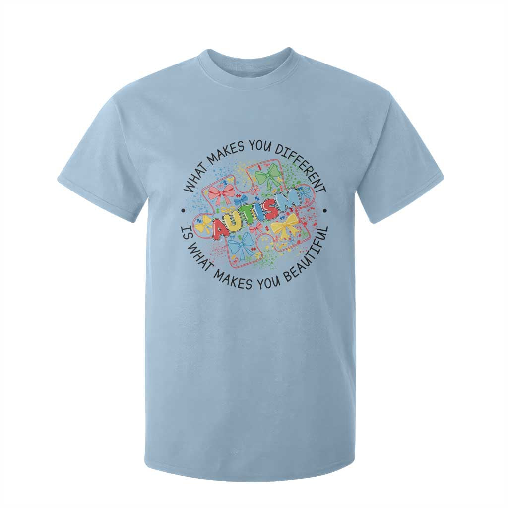 Funny Autism Support What Makes You Different Is What Makes You Beautiful T Shirt For Kid Coquette Puzzle