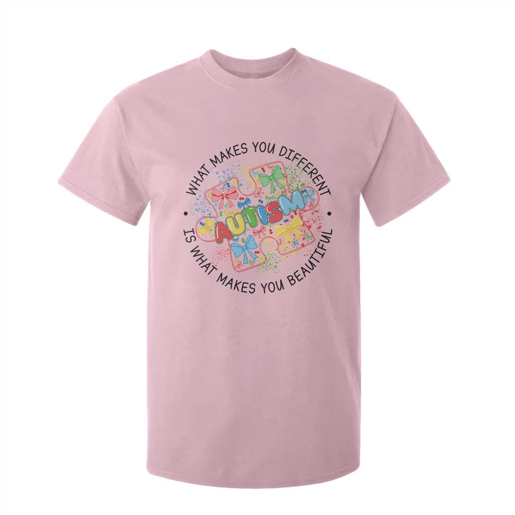 Funny Autism Support What Makes You Different Is What Makes You Beautiful T Shirt For Kid Coquette Puzzle