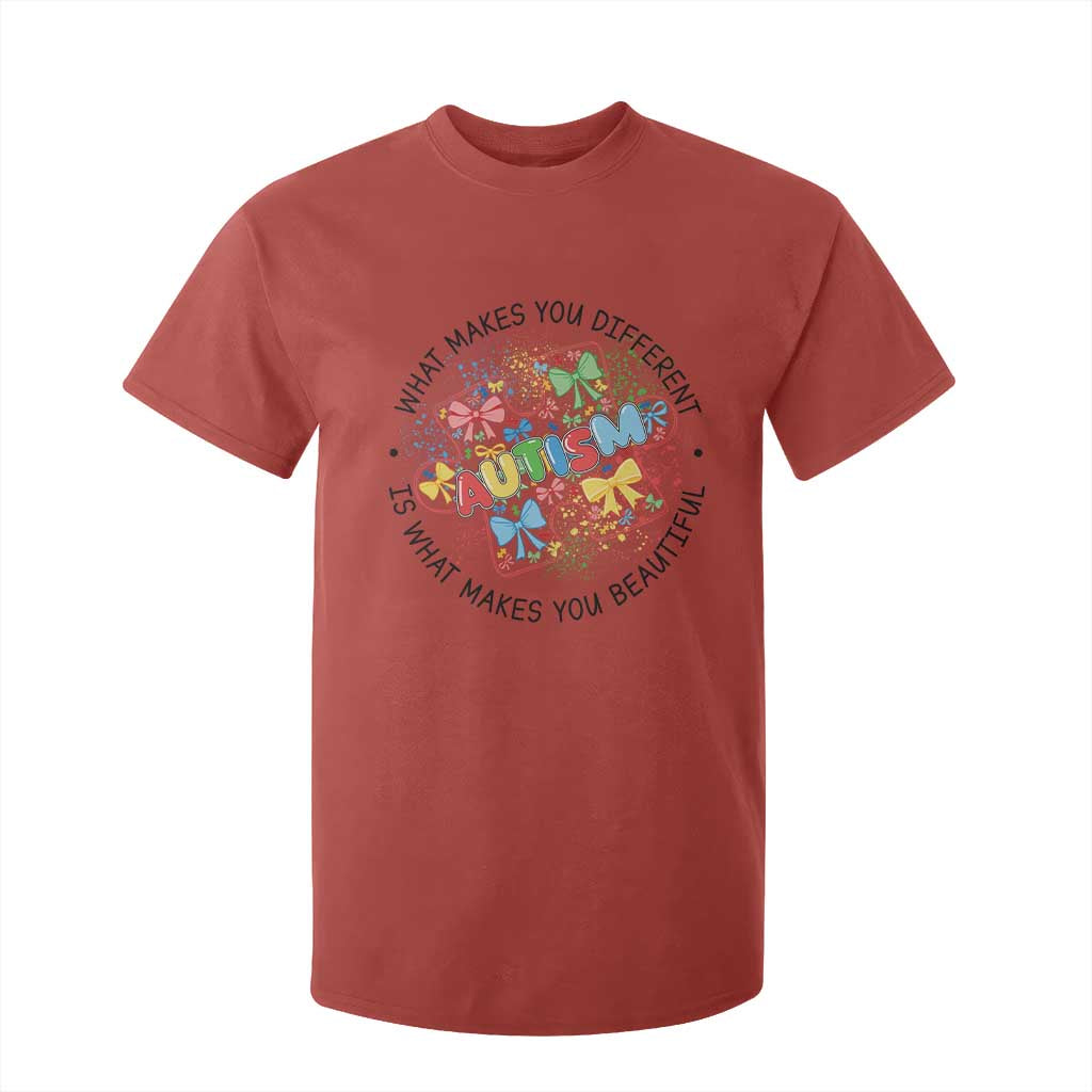 Funny Autism Support What Makes You Different Is What Makes You Beautiful T Shirt For Kid Coquette Puzzle