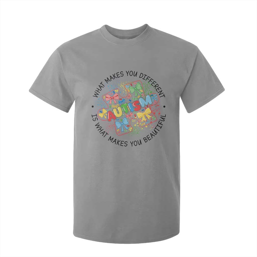 Funny Autism Support What Makes You Different Is What Makes You Beautiful T Shirt For Kid Coquette Puzzle
