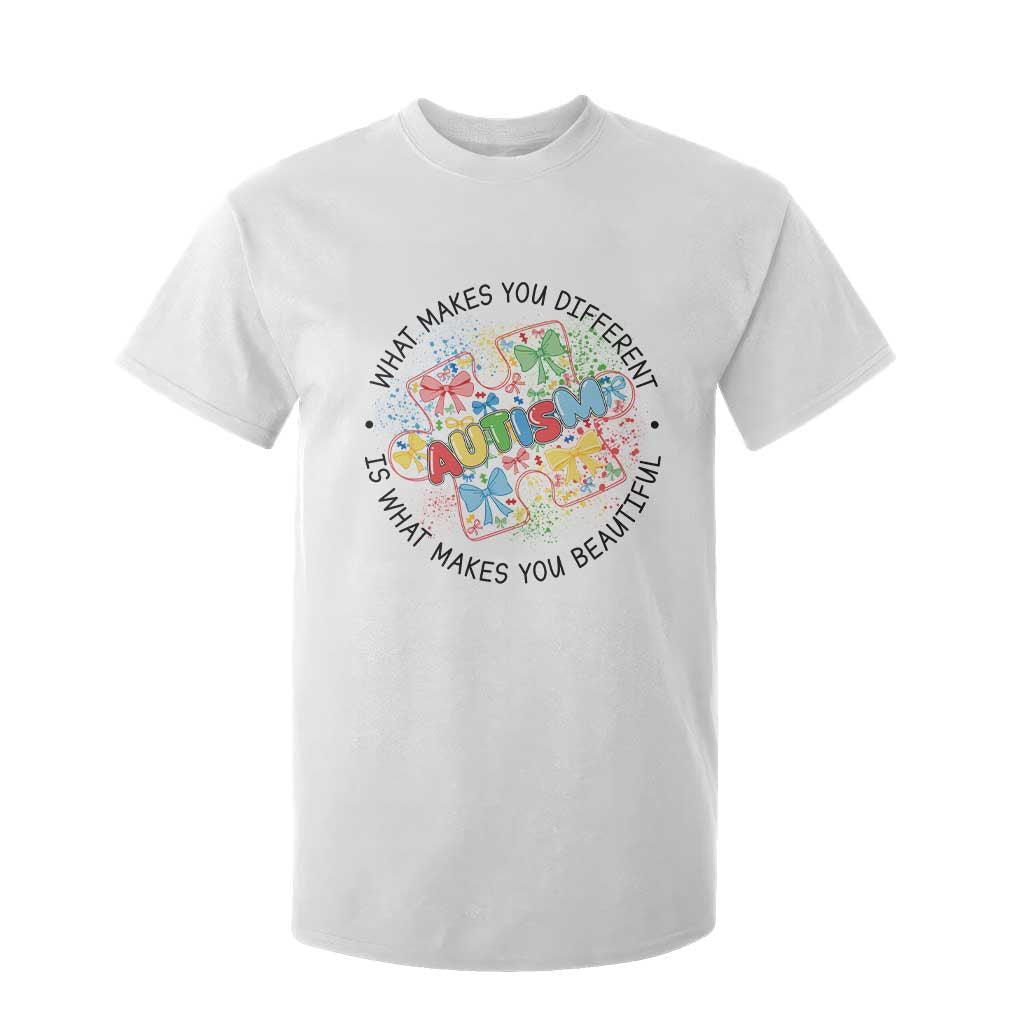 Funny Autism Support What Makes You Different Is What Makes You Beautiful T Shirt For Kid Coquette Puzzle