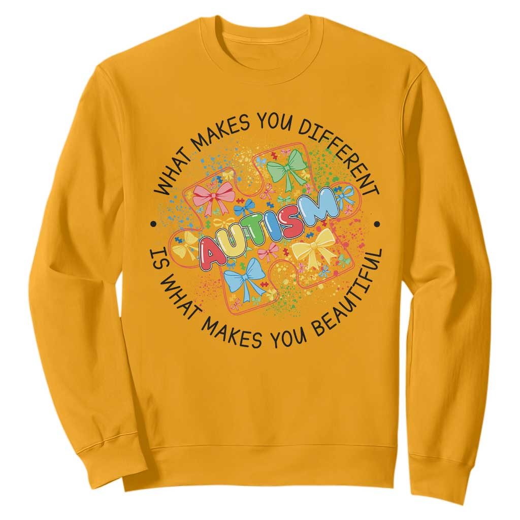 Funny Autism Support What Makes You Different Is What Makes You Beautiful Sweatshirt Coquette Puzzle
