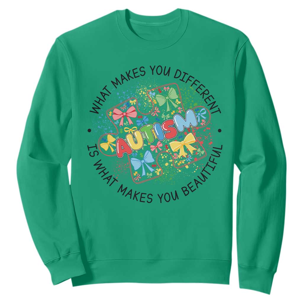Funny Autism Support What Makes You Different Is What Makes You Beautiful Sweatshirt Coquette Puzzle
