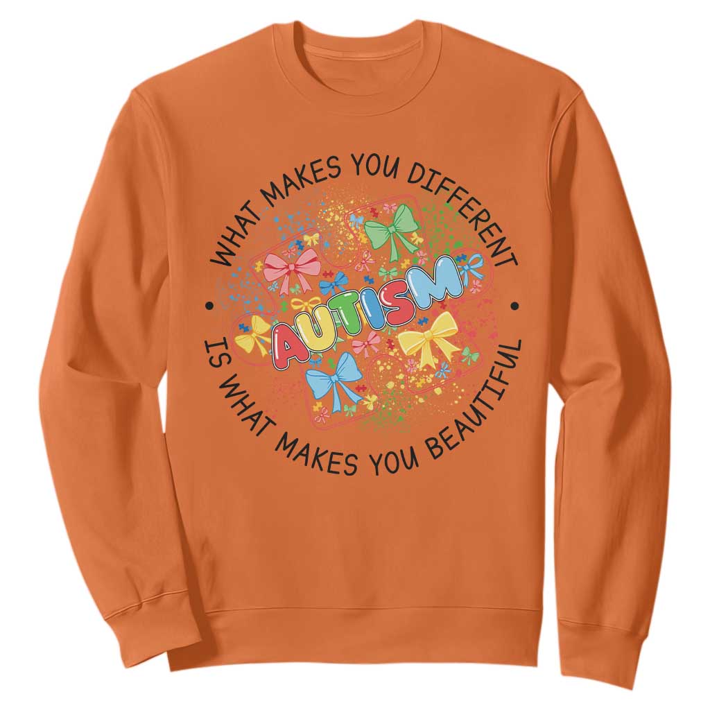 Funny Autism Support What Makes You Different Is What Makes You Beautiful Sweatshirt Coquette Puzzle